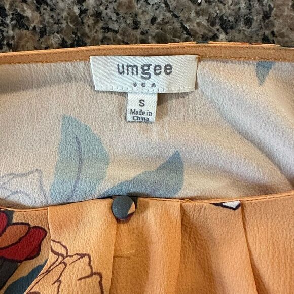 UMGEE Yellow Goldenrod Boho Mixed Floral Print Babydoll Top / Dress small - Picture 3 of 4